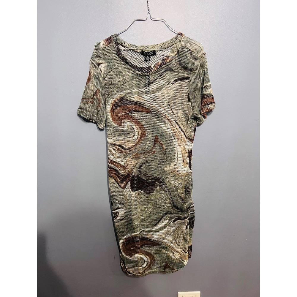 Women's Rouge Collection Fishnet‎ Swirl Print T-Shirt Dress SZ 1X W Tags Grunge